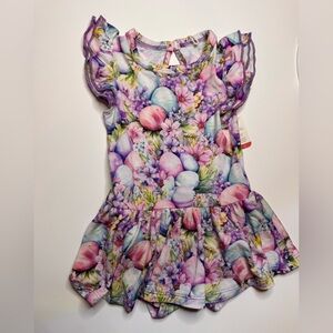 Bums & Roses Ruffle Dress So Eggstra 6-12 months bamboo Easter‎ egg twirl NEW